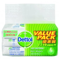 [PRE ORDER ONLY ETA 12-14 Working Days] DETTOL ANTI-BACTERIAL WET WIPES 10S VALUE PACK OF 3
