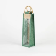 # WB 02 - TOSSA Jute Wine Bottle Bag/ green (10 Units Per Carton)